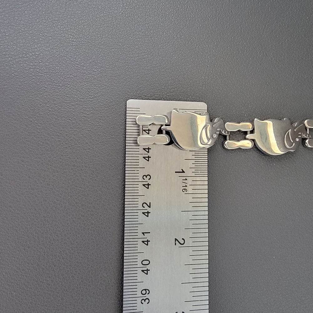 Solid Sterling Silver Elephant Link Bracelet Symb… - image 8